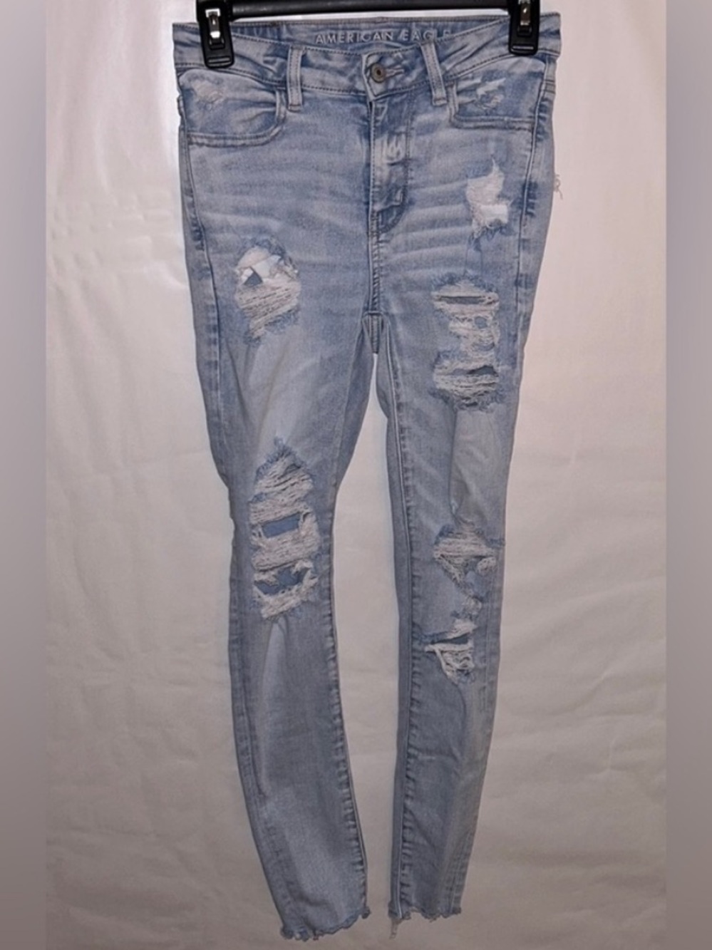 American Eagle Outfitters Light Wash High-Rise Distressed Skinny Jeans